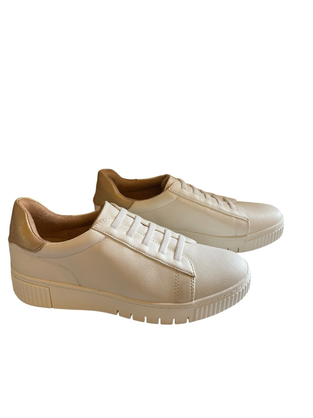 SOUL Naturalizer Tia Step In White Slip-On Sneakers with Gold Accents NEW